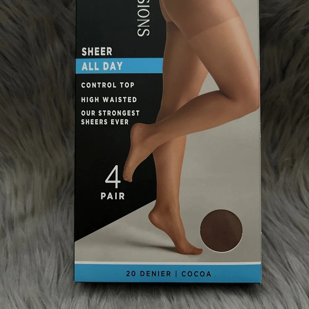 Silk Impressions Sheer Control Top Tights Womens Size XL‎ Cocoa High Waisted